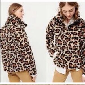 J Crew vintage fleece leopard pullover